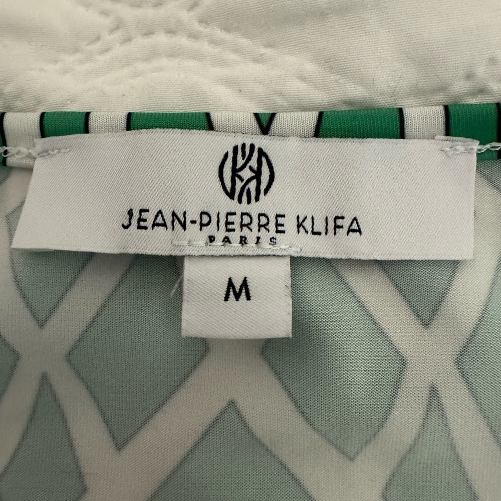 Jean-Pierre Klifa Celtic Green White Cap Sleeves Stretch Sheath MIDI Size M NWOT - Picture 2 of 9